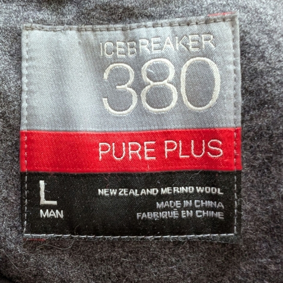 Icebreaker 380 Pure Plus Jacket Men's size Large Merino Lined Winter Coat Grey - Picture 11 of 16